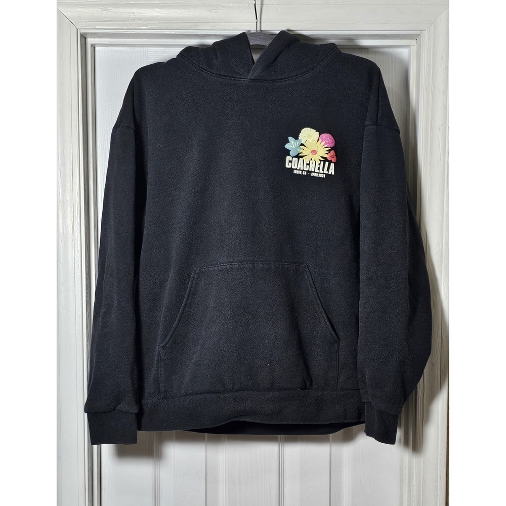 Coachella 2024 Concert Festival Puffy Print Hoodie Black Multicolor‎ Rare Large